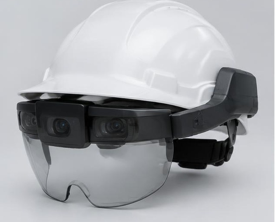 Augmented reality construction helmet with clear visor