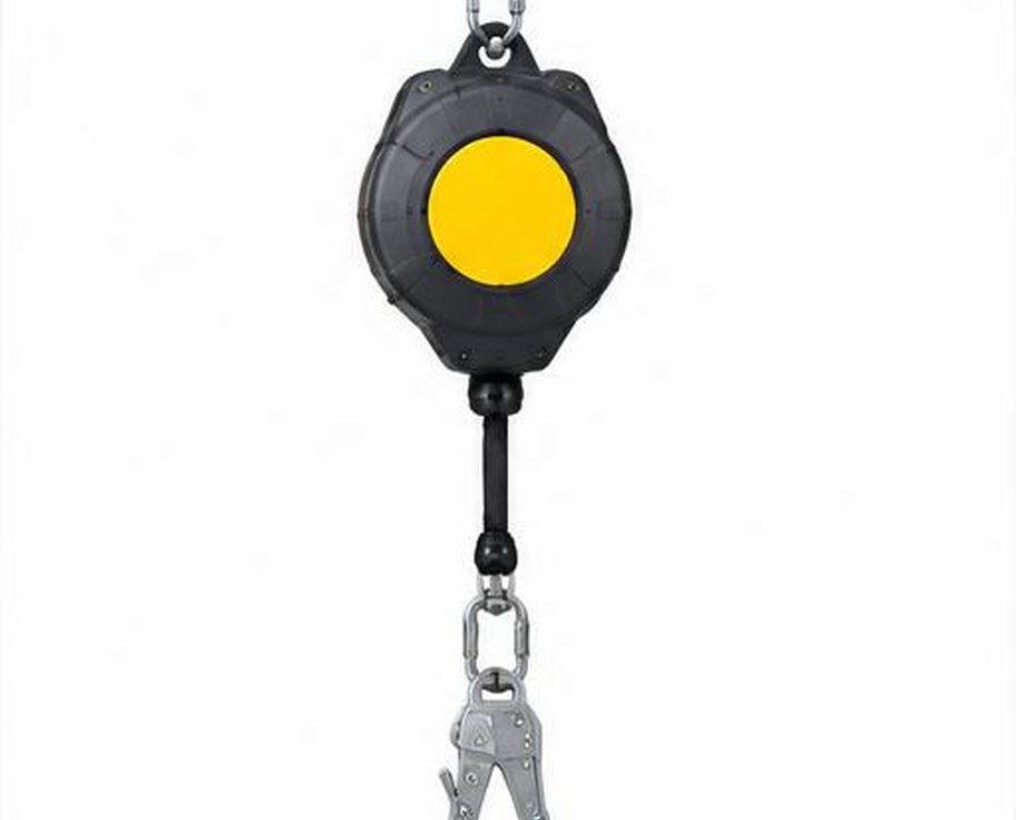 Retractable fall arrest lifeline block with snap hook and steel cable