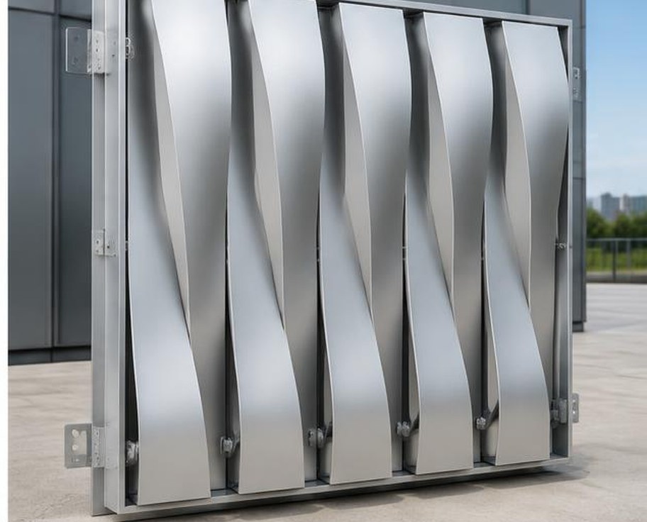 Metal kinetic architectural facade panel module