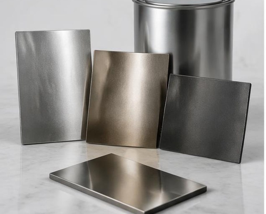 Metal finish coating samples and sealed can