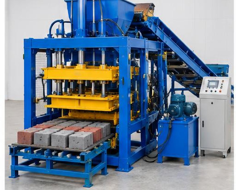 Hydraulic interlocking paver making machine with coloured pavers