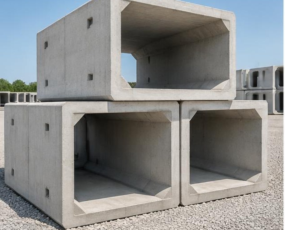 Stacked precast concrete box culvert sections